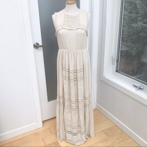 Cream color chiffon maxi boho chic dress